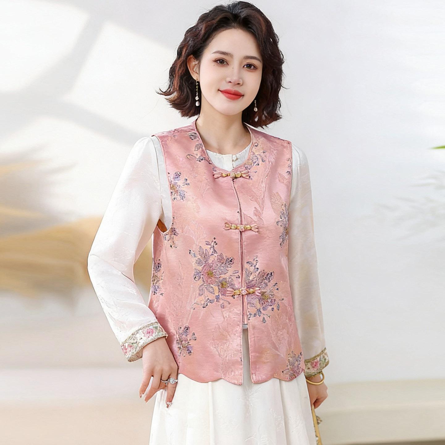 

2026 New Spring Dignified Elegant Vest - Modern Chinese Style for Middle-Aged & Elderly Women XL (Suggestion: 105-120 jin)