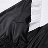 Peter Pan Collar Patchwork PU Leather Black Dress Women Elegant Pleated Elastic Waist Short Dresses Autumn Winter New Punk