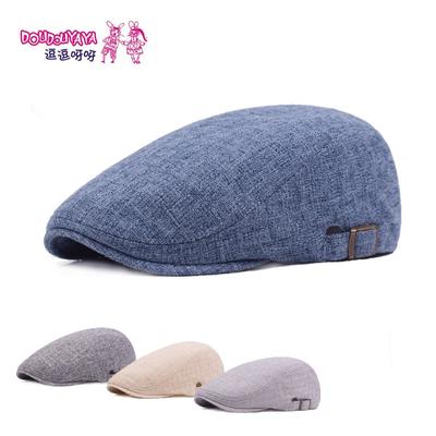 Cotton and Linen Beret, Men and Women, Cap, Retro Old Forward Hat, Outdoor Hat Monochrome Beret