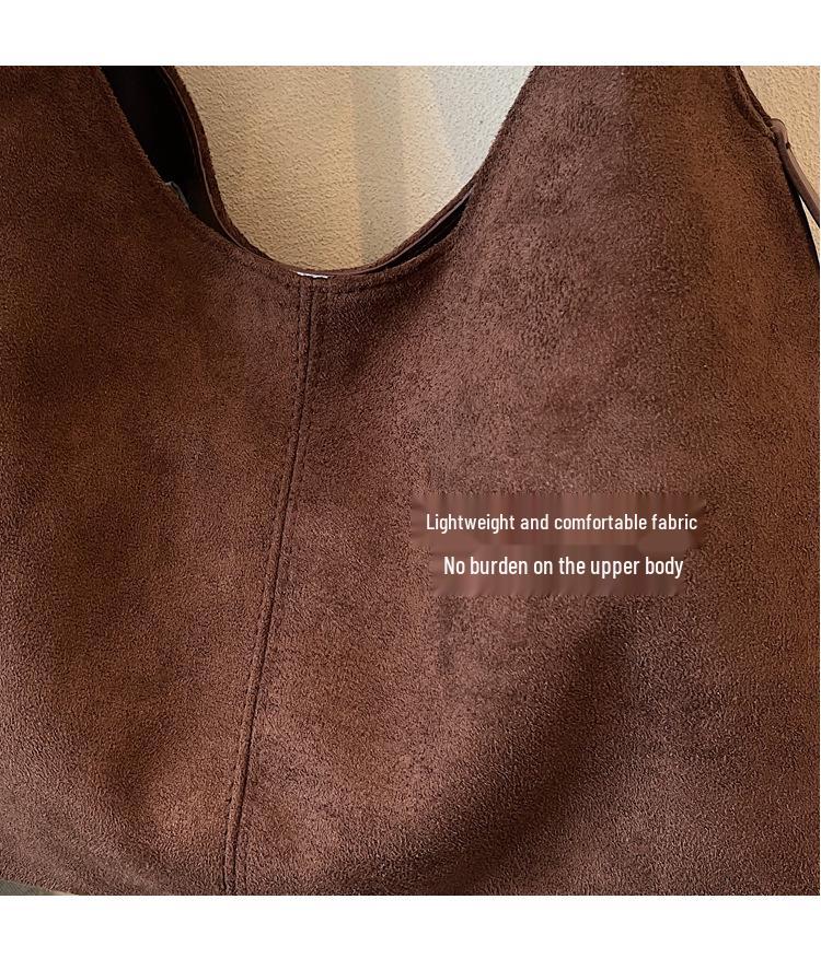 Elegant Suede Retro One-Shoulder Tote: Versatile, Large-Capacity Crossbody for Casual Commutes