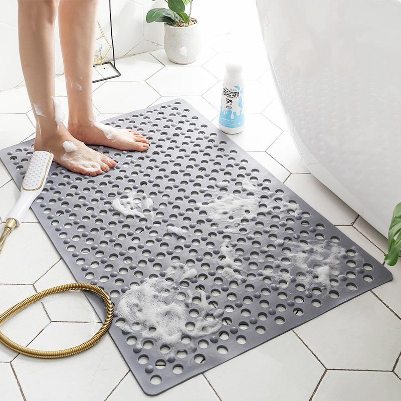 Square Non-slip Bathroom Mat with Suction Cup and Round Hole Design Shower Anti-fall Household Shower Massage Quick Drainage Mat