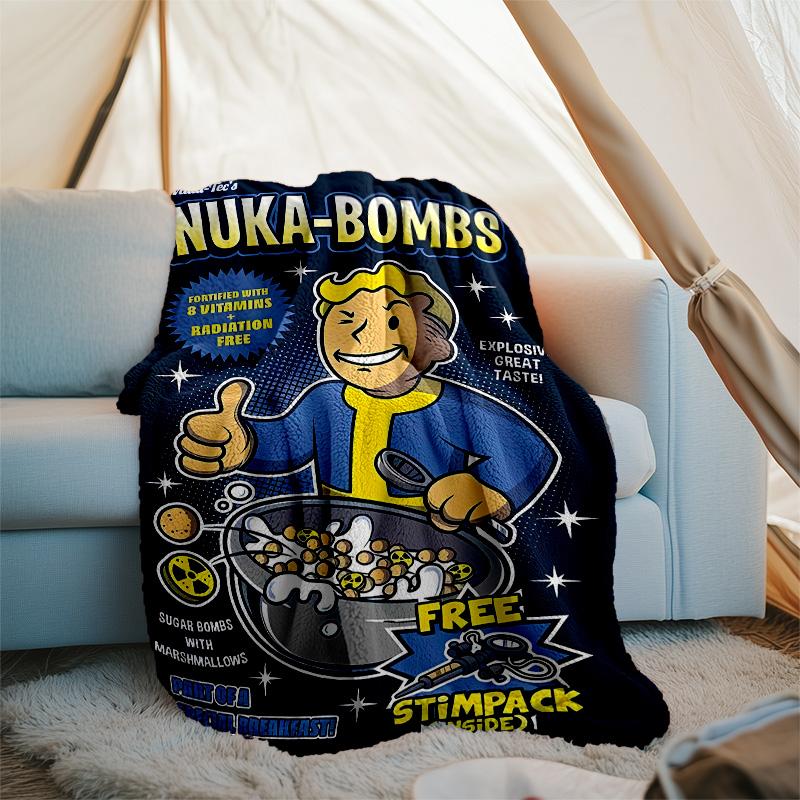 1pc NUKA-BOMBS Fallout1 Theme Blanket - Digital Print, Polyester, Cozy for All Seasons, Perfect for Outdoor, Camping, and Travel