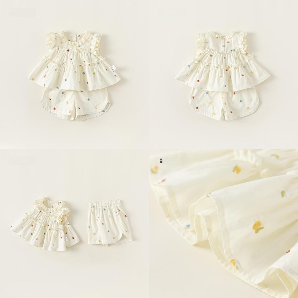 Girl Summer Dress Set With Cotton Fabric And Lace Detail For Toddler Girls 3 To 8 Years