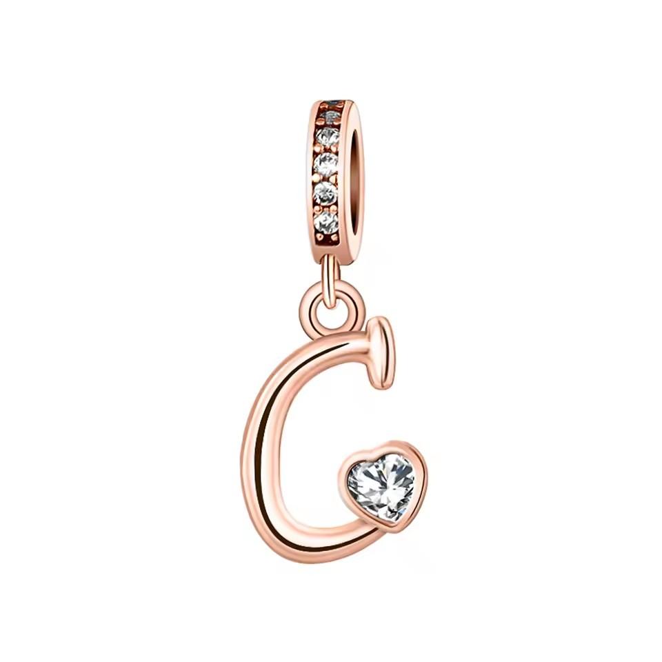 New Metal Rose Gold Light Two Tone 26 Letter English Pendant Charm Fit Ideal for Bracelets Necklaces Make your own Accessory Accessories Elegant