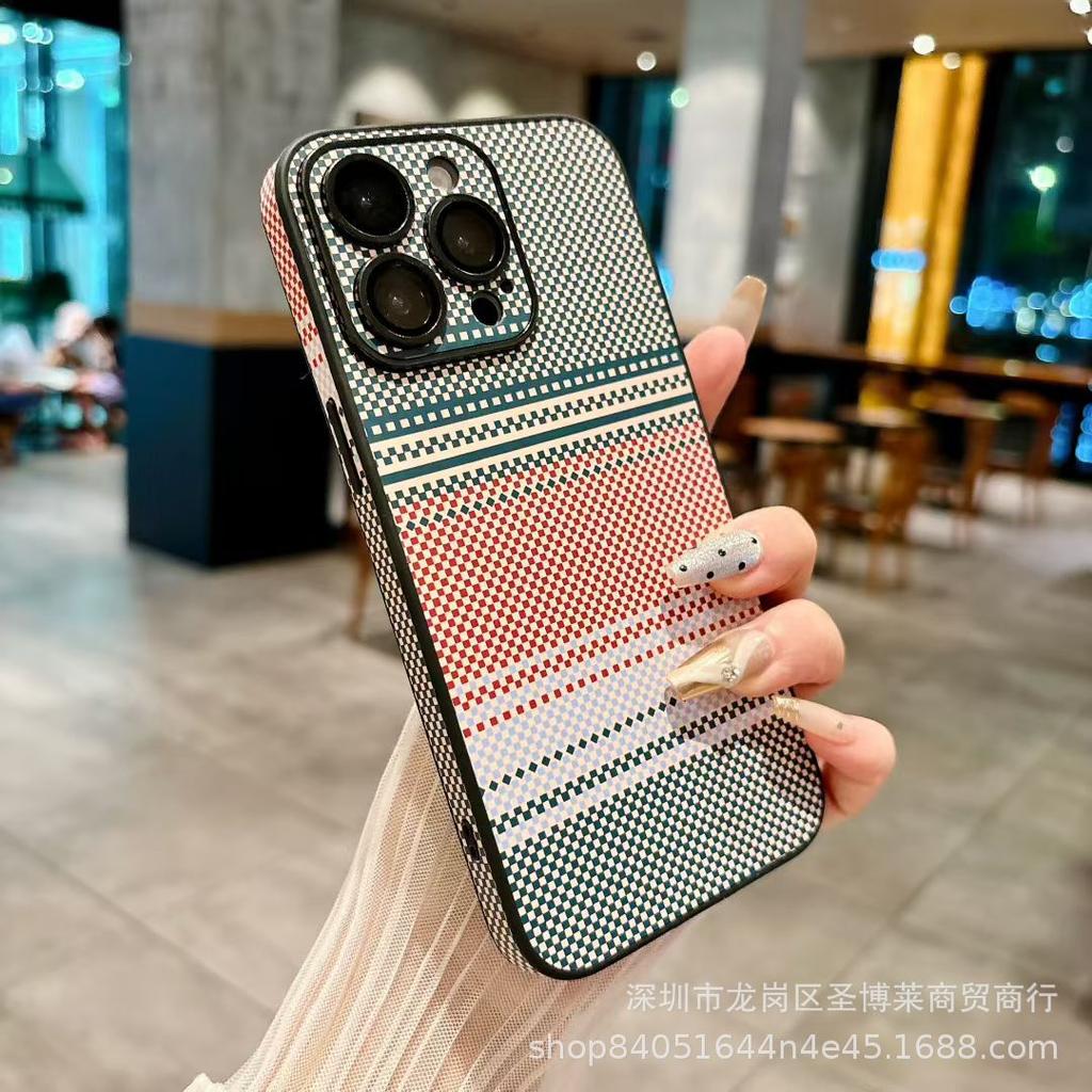 Applicable To iPhone17 Mobile Phone Case Texture Carbon Fiber Pattern with Its Own Lens Film iPhone16 Anti-drop Hard Protective Case
