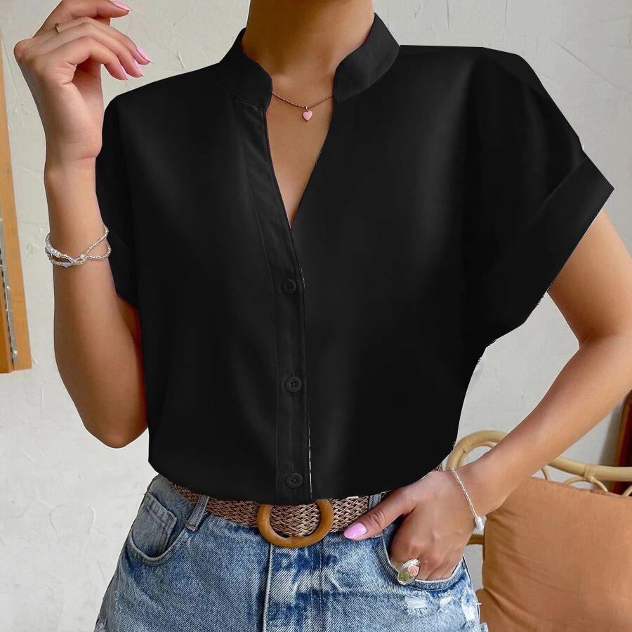 Women's Fashion Shirt Summer Simple V-neck Women's Shirt Shirt Women's Bottoming Shirt T-shirt