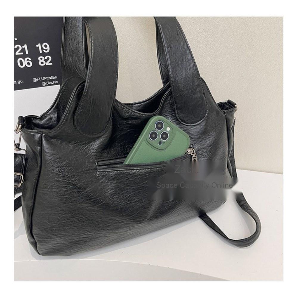 Multi Carry Faux Leather Handbag with Shoulder Crossbody and Handheld Options