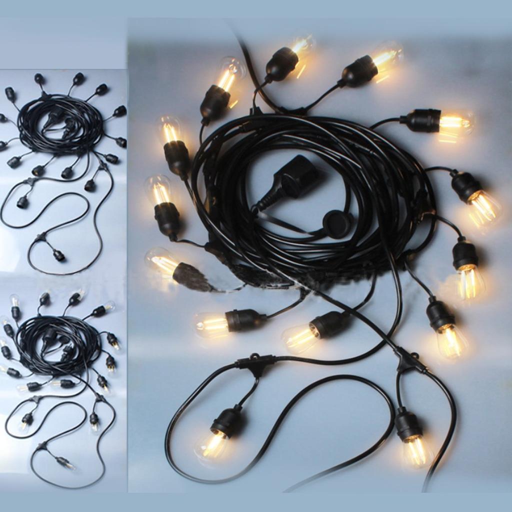 Akirari String Lights Extension Cord 10m with 15 Sockets and 16 LED Bulbs, Outdoor Rainproof, E26 Bulb, Connectable, Illumination Lights (10M with 16