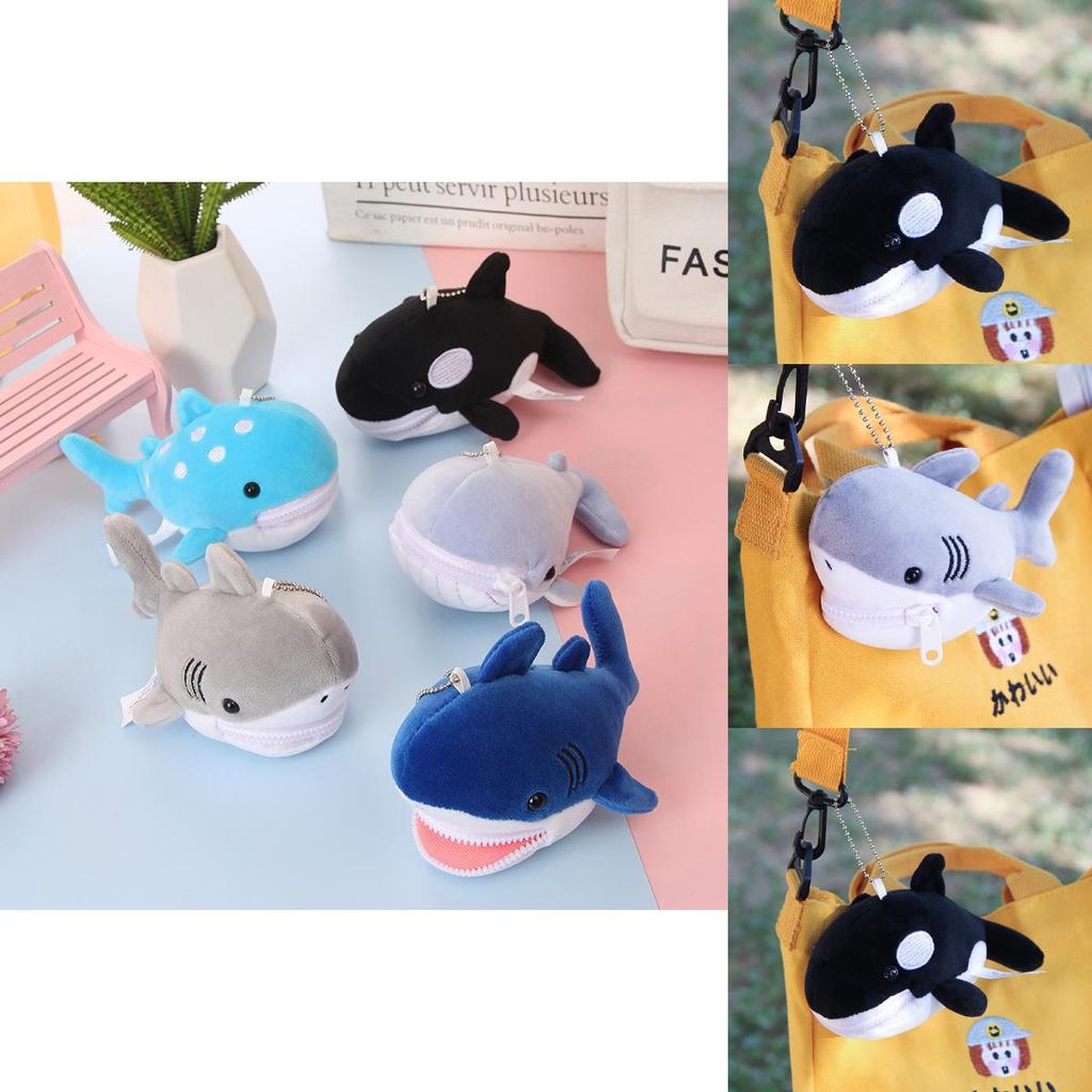 Cute Shark Blue Whale Orcinus Orca Plush Doll Pendant Wallet For Kids And Collectors