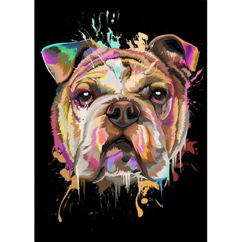 Abstract watercolor, French bulldog, pups, posters, canvas printing, colorful picture of a dog, wall painting for the living room, quadros