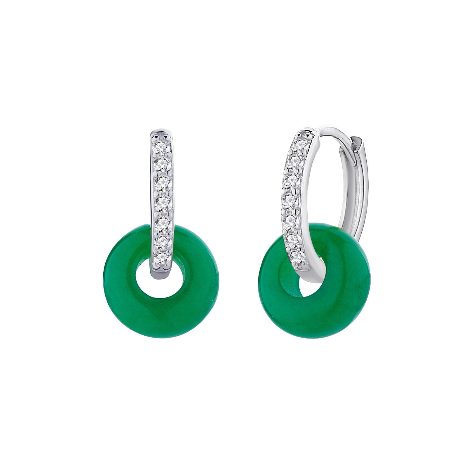 

Серьги Yang Mi Green Chalcedony, серьги-пончики Guofeng Premium, серьги с безопасной пряжкой из стерлингового серебра S925 пробы 925 Silver