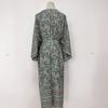 Womens Cotton Printed Beach Cover Up Dress With Waist Tie UPF Sun Protection Kimono Style Swimwear Set