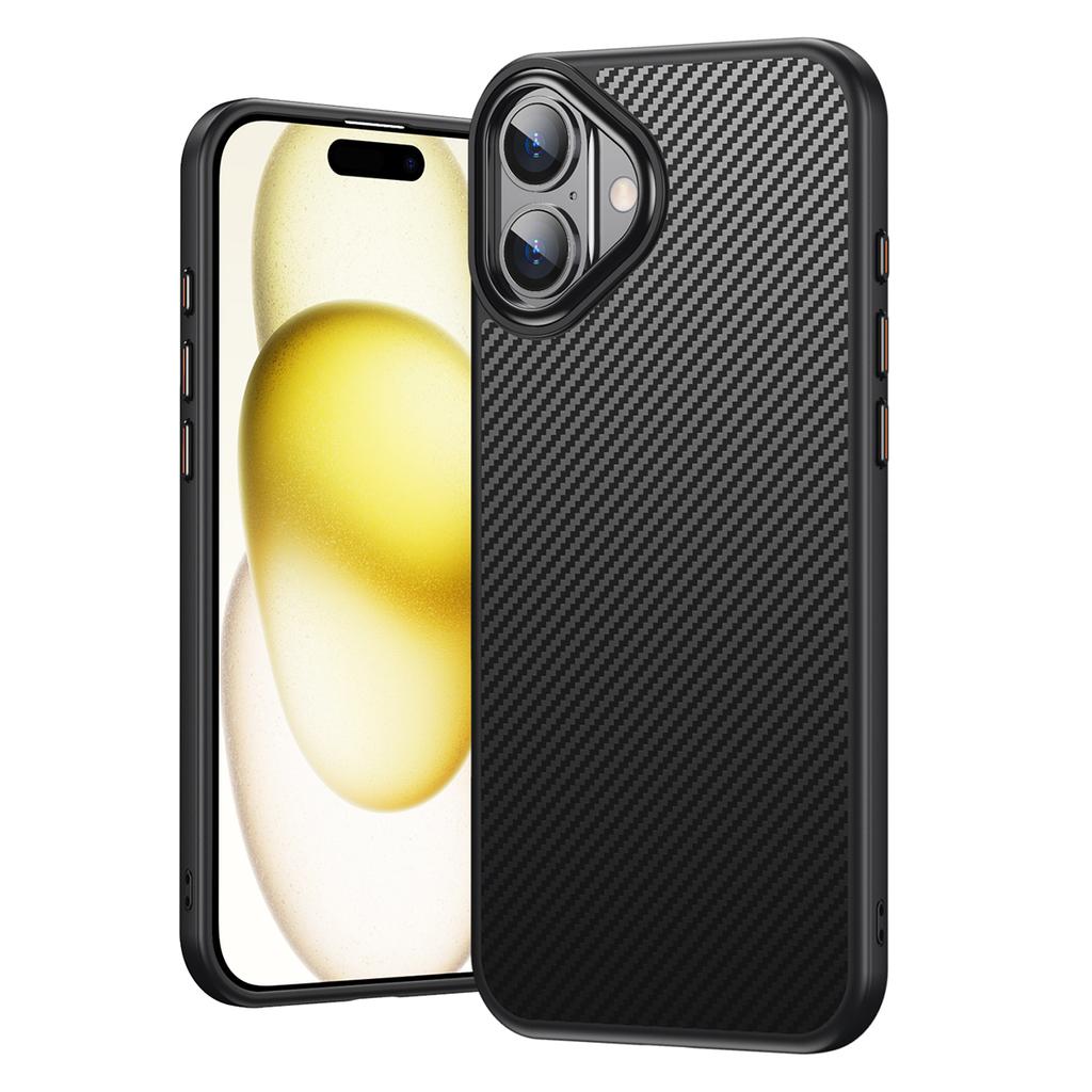 For iPhone 16 Magnetic Case Compatible with MagSafe Carbon Fiber Texture PC + TPU Cover