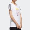 Adidas Neo Three Stripes Color Block Pattern Print Round Neck Short Sleeve T-Shirt Women Tops White GK1568