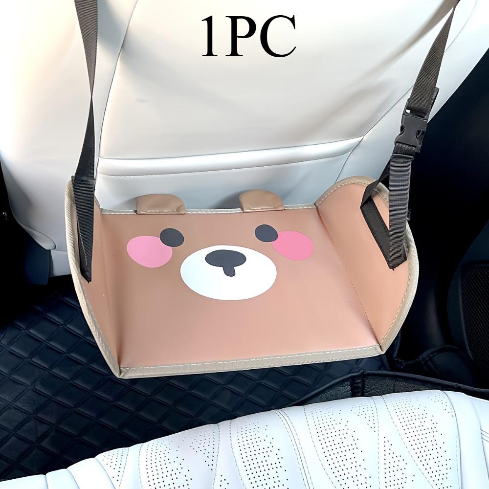 1PC Cute Bear Car Seat Foot Pedal Adjustable Belt, Brown Portable Foot Stool Added Support Fits All Cars