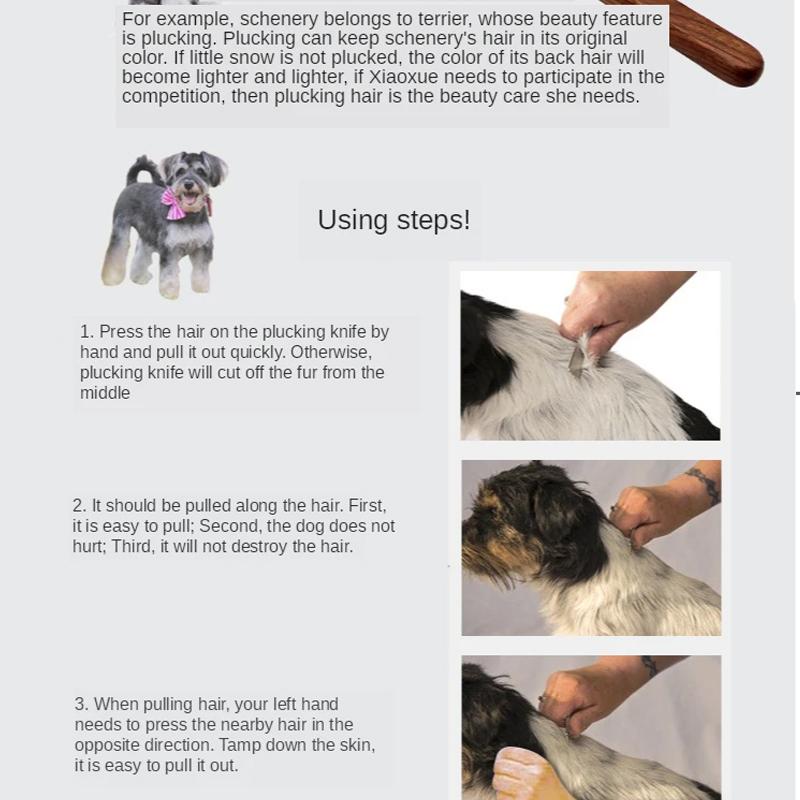 2 PZ Coltello Rimuovi Peli Animali Pettine per Cani Strumento di Bellezza Manico in Legno Coltello Sbucciatore Dispositivo Rimuovi Peli Animali Strumento di Pulizia Articoli per Animali