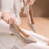 Fashion 2025 New Crystal Wedding Shoes Female 2024 New Gold Wedding Bridesmaid High Heels Bridal High Heels Zapatillas De Mujer