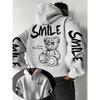 European and American Men's Autumn Fashion Letter Teddy Bear Print Soft and Comfortable Hooded Sweatshirt Outdoor Street Top