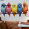 Colorful Birds On Branch Creative Wall Stickers, Self-Adhesive Decor for Bedroom Living Room Background Decoration