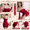 Red Christmas Bunny Girl Lingerie Set - Knit Bodycon Dress & Battle Robe