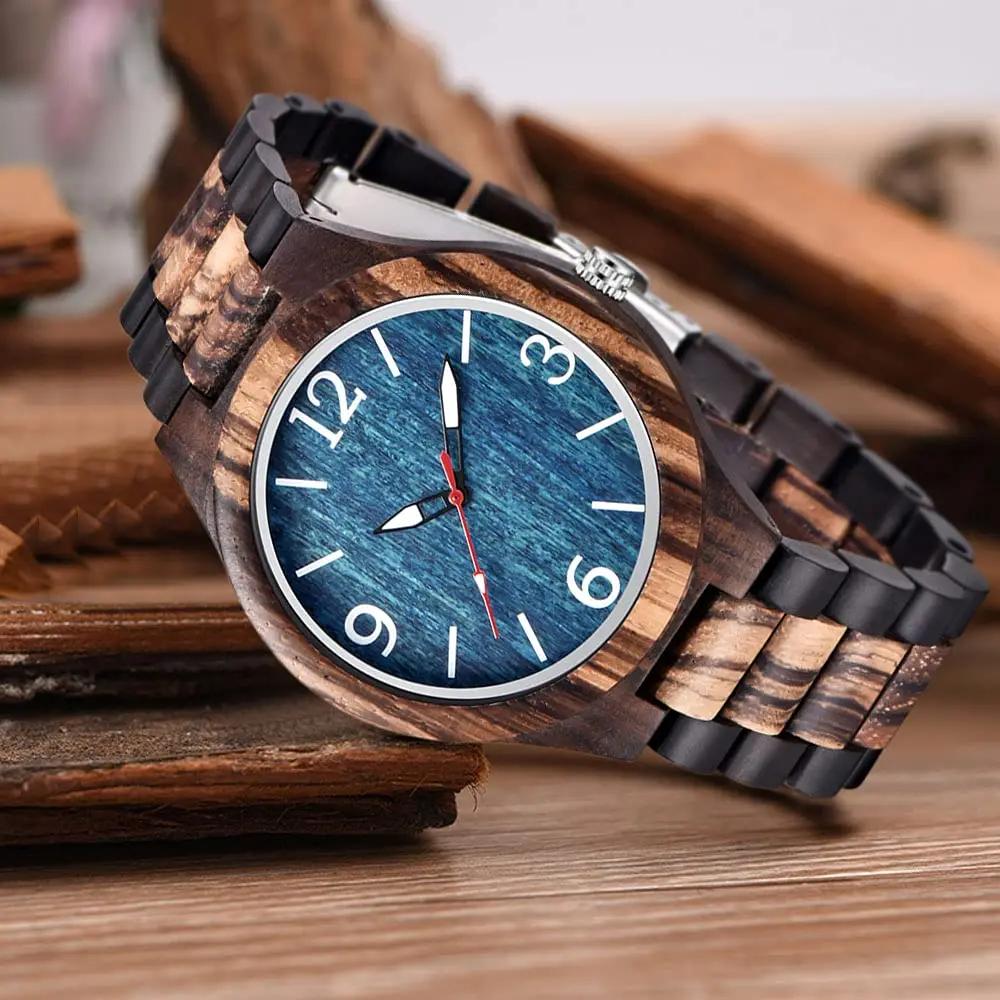 Street Denim Trendy Design Men's Wooden Watch Casual Fashion Women's Accessories Quartz Watch Reloj De Madera