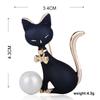 New Lovely Bow Knot Cat Shape Brooches Gray Simulated Pearl Texture Enamel Jewelry For Women Girl Suit Coat Corsage Pins