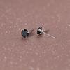 PONYKISS Real  Sterling Silver Round Zircon Stud Earrings For Women Classic Fine  Minimalist Ear Piercing Accessories