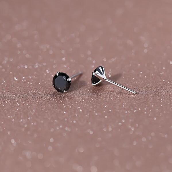 

PONYKISS Real Sterling Silver Round Zircon Stud Earrings For Women Classic Fine Minimalist Ear Piercing Accessories 3MM
