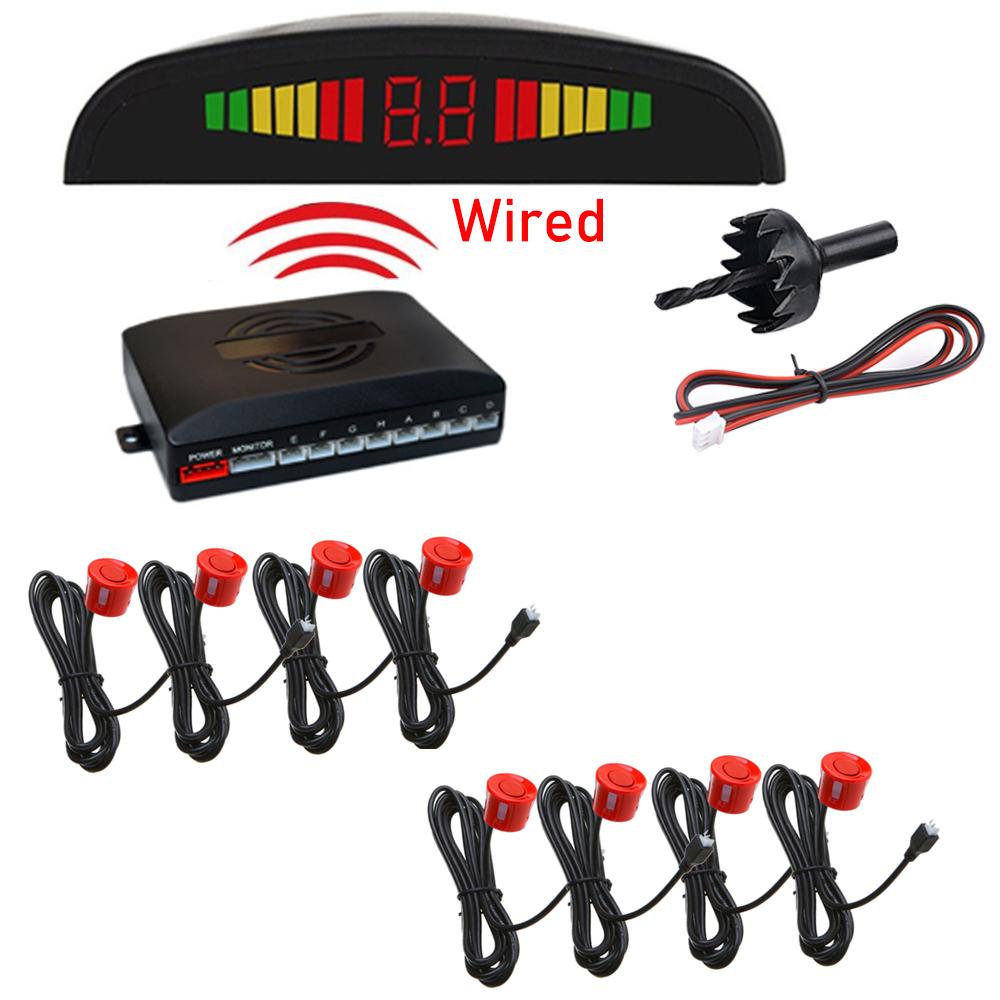 Universal Car Parktronic Parking Radar with 8 Sensors LED Display Monitor Detector System Backlight Reverse Auto