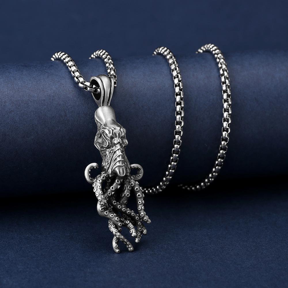 Octopus Sea Monster Pendant Necklace Cthulhu Men's Necklace Pure Tin Anti-Oxidation Jewelry