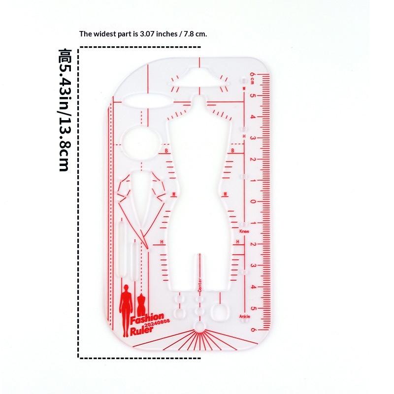 1Pcs Clear Illustration Diy Quilting Clothing Design Rulers  Drawing Template Ruler For Drafting Clothing Designers