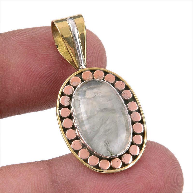 

Natural Aquamarine Gemstone 925 Solid Sterling Silver TwoTone Pendant 1.50 Z5j44