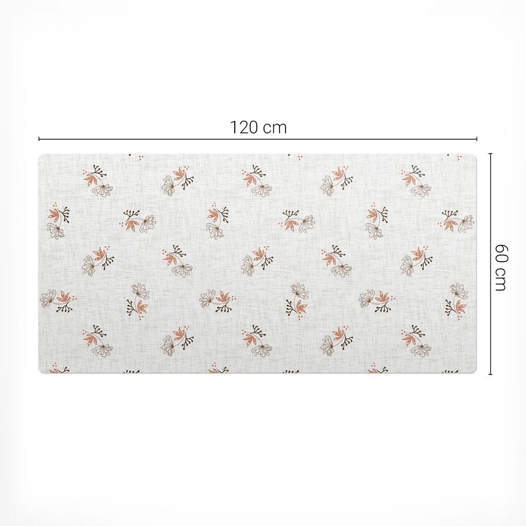 Protective Decorative Mat for Office Desk Delicate Retro Flowers 120X60 Cm