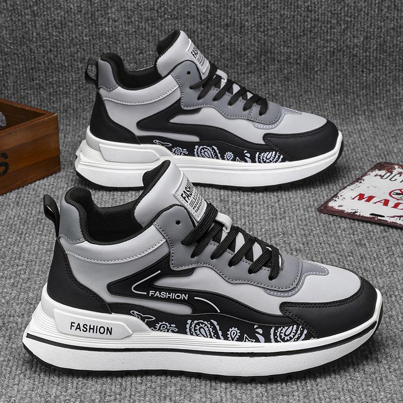 Men's Shoes Spring New High-top Shoes Fashionable and Versatile Casual Shoes Men's Thick-soled Non-slip Sports Shoes