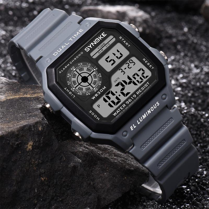 Top Brand New Luminous Waterproof Sport Men's Light Square Classic Student Watch