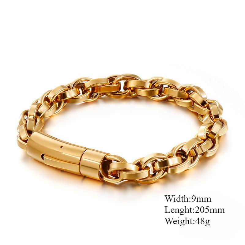 New Retro Punk Stainless Steel Gold/Silver/Black Color Bracelet for Men Jewelry Gifts