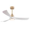 52-inch white-gold ceiling fan with light and remote control, memory function, quiet reversible DC motor, 3 ABS blades, for bedroom