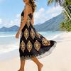 Sleeveless Spaghetti Strap Midi Dress Bohemian Floral Print Casual Summer Flowy Sundress for Women Vacation Beachwear