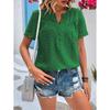 Women's New Style Solid Color V-Neck Jacquard Shirt for Elegant Commuting