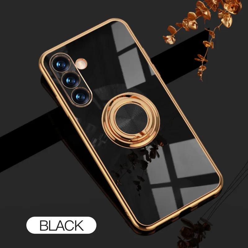 Vergulde Roterende Ring Stand Houder Kickstand Telefoonhoesje Voor Samsung Galaxy S25 Ultra S24 Plus S23 FE S22 S21 Edge Siliconen Funda For S21Ultra