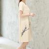 Fashion Women Summer Short Sleeve  knee length Printing Dress