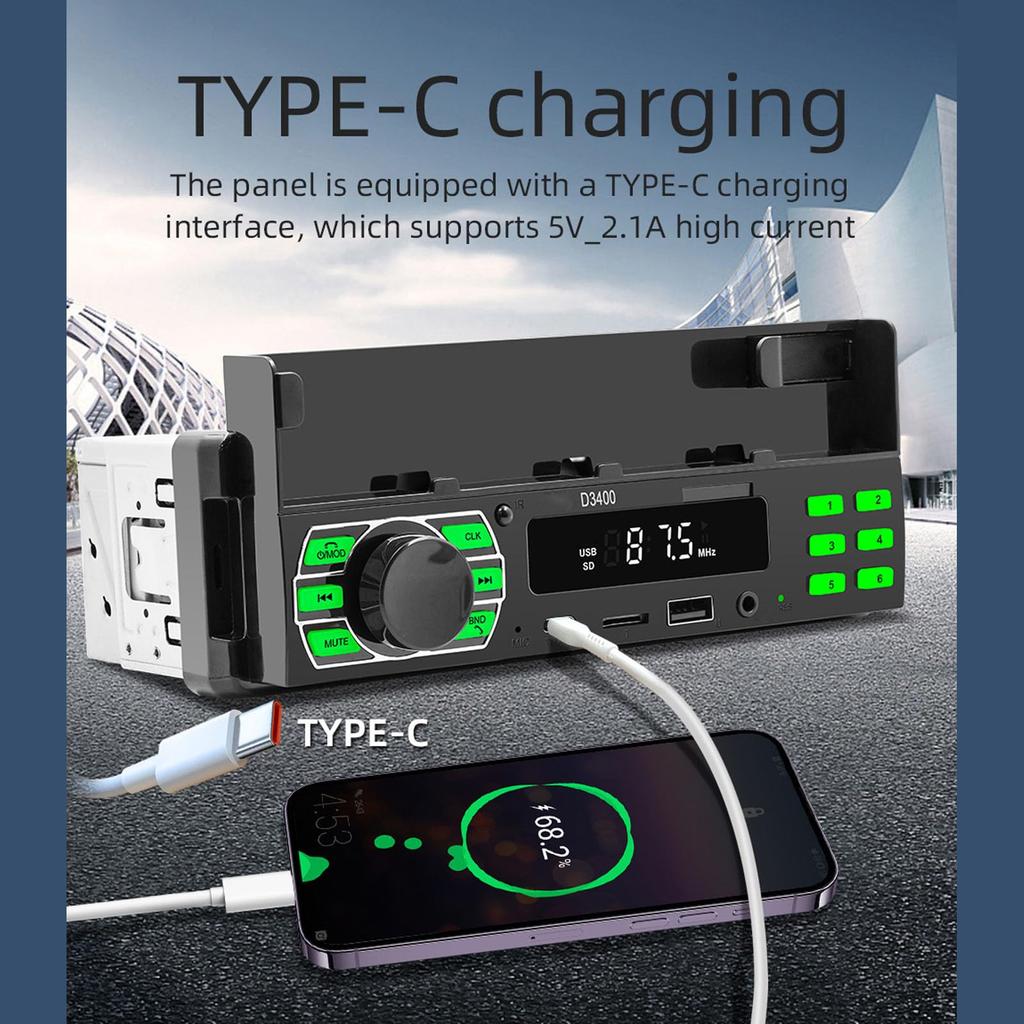 Single-DIN Autoradio Autoradio-Empfänger, USB-Wiedergabe Ladefunktion Auto-Multimedia MP3-Player,