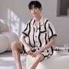 2026 Men's Ice Silk Summer Pajamas: Short Sleeve, Lightweight Homewear for Teen Boys