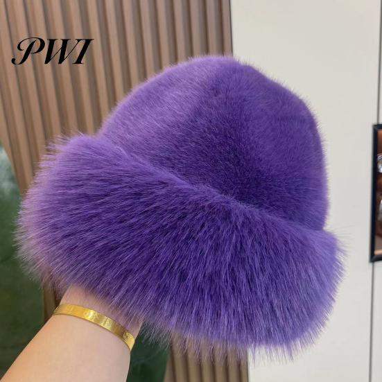 Protective Hairstyle Hat Women Winter Thick Plush Faux Fur Heat Retention Windproof Mongolia Style Knit Cap Bucket Solid Color Outdoor Cycling Skiing