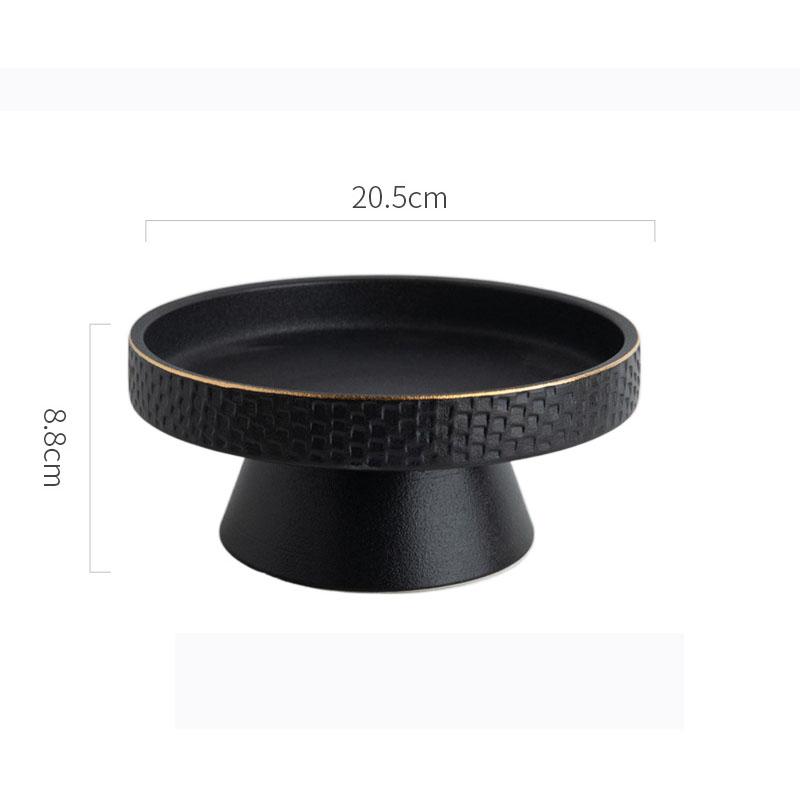 Round Ceramic Pasta Steak Plate Salad Bowl Soup Basins Cooking Plate Kitchen Solid Color Tableware High Foot Snack Desserts Tray