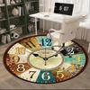 Vintage Cafe Clock Design round carpet Chair cushion Round Entryway Rug, Soft Round Rugs for Living Room, Bedroom, Circle Carpet decor gifts