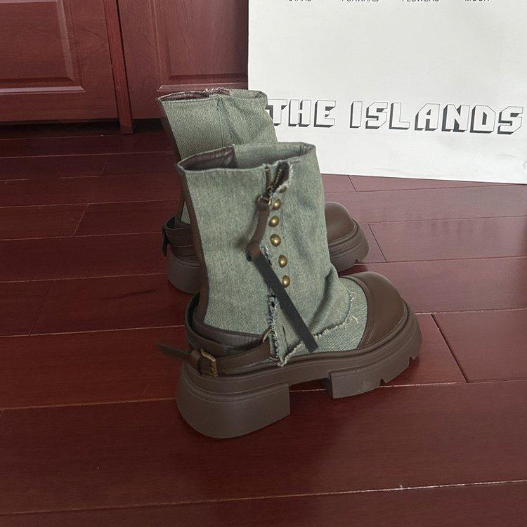 British style platform Martin boots women's 2025 autumn new versatile explosion western casual cowboy short boots children