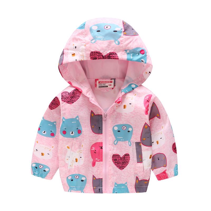Bedruckte Jacke Strickjacke Kinder Mädchen Jungen Kapuzen Langarm Reißverschluss Blumen Auto Cartoon Windjacke