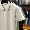 Men's Trendy Breathable Zippered Lapel T-shirt - Short-Sleeve Casual Top