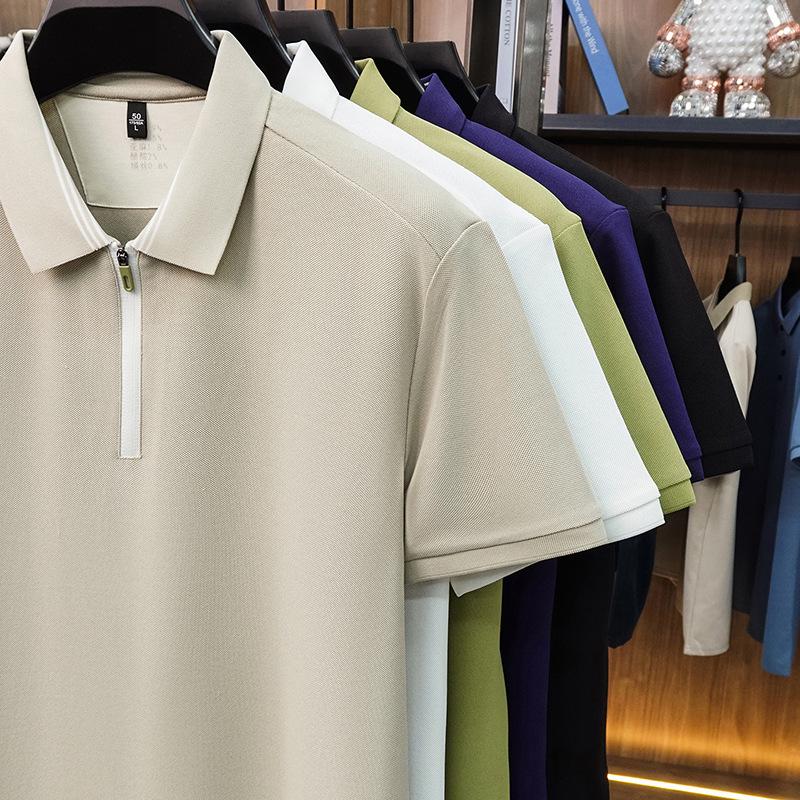 Men's Trendy Breathable Zippered Lapel T-shirt - Short-Sleeve Casual Top